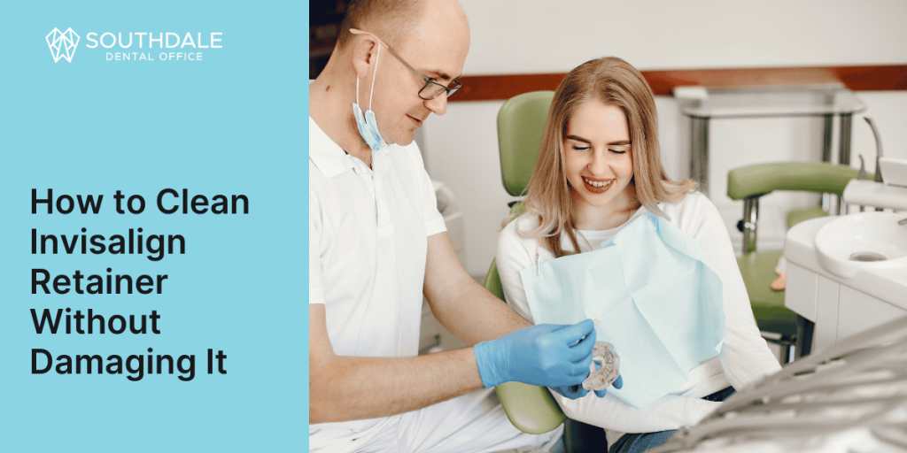 Blog 2 Dentist demonstrating how to clean Invisalign retainer without damaging it
